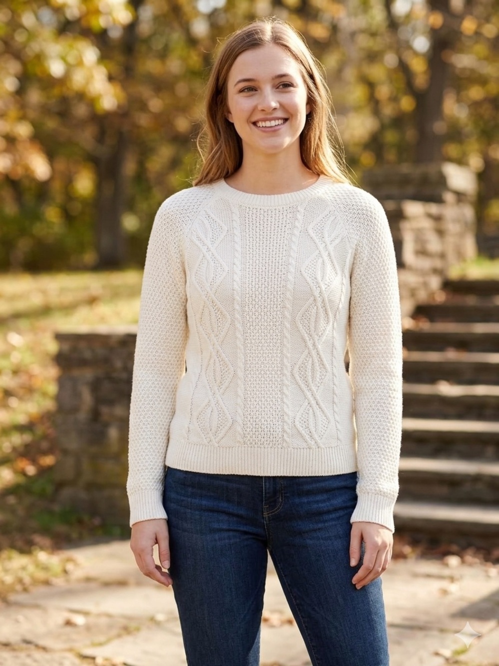 Forever 21 Cream Crew-Neck Sweater